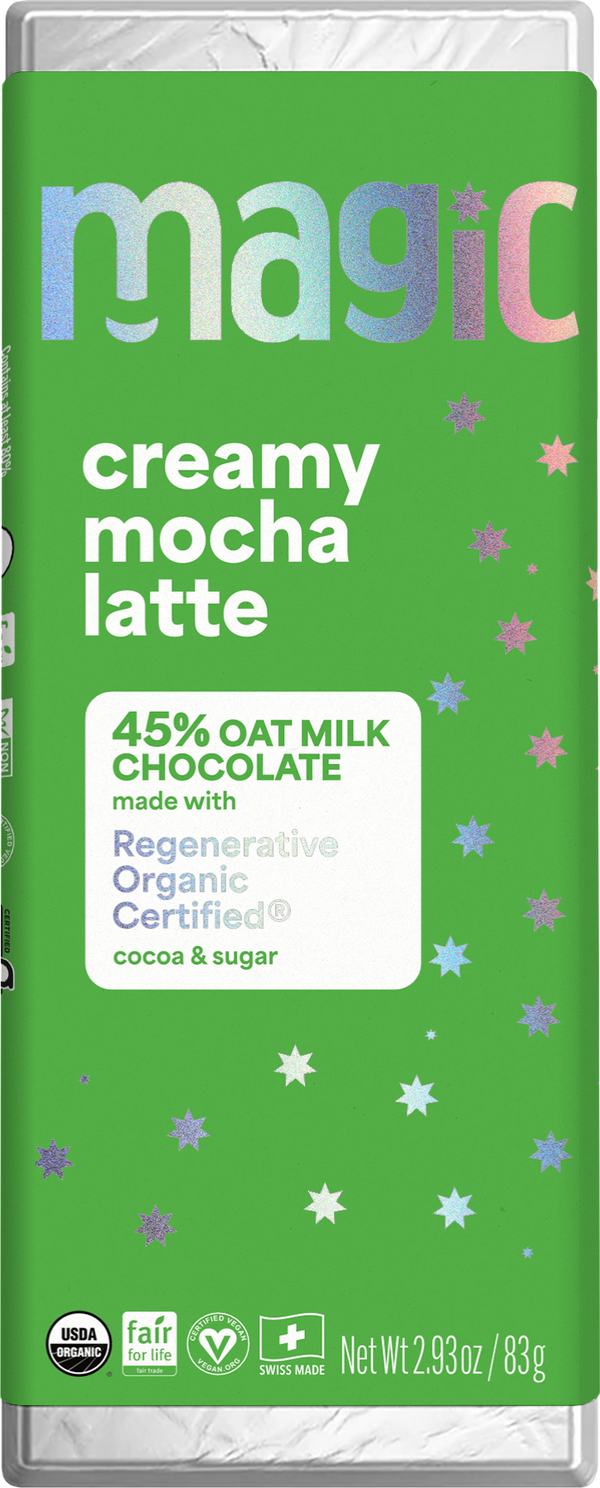 Creamy Mocha Latte Oat Milk Chocolate Bar - 6-pack – Magic Chocolate