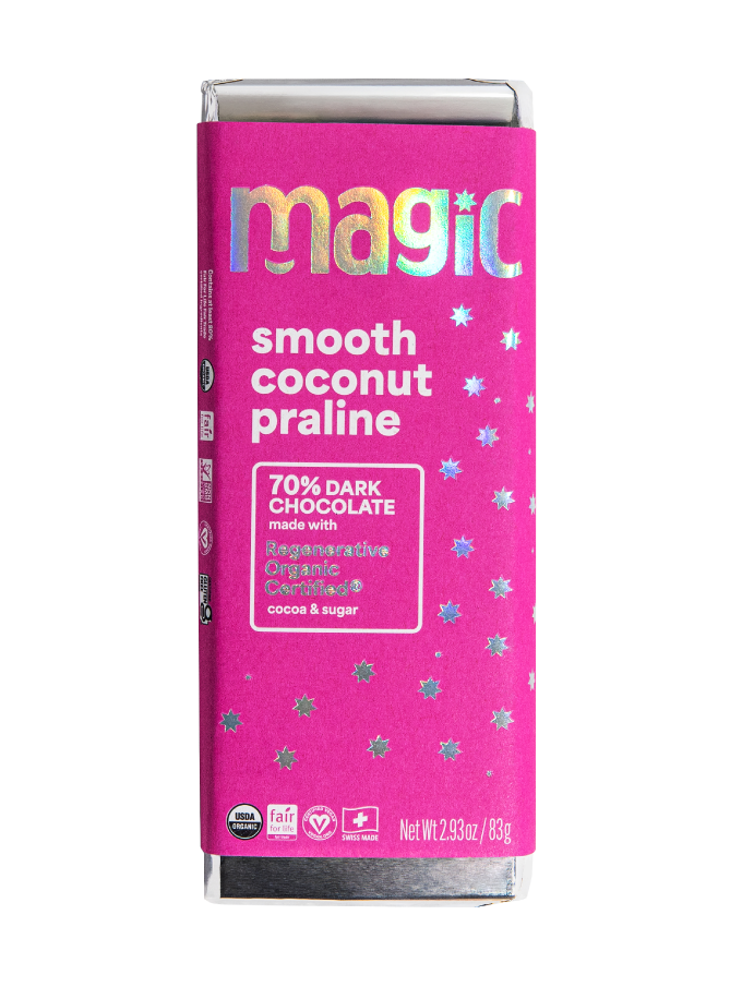Smooth Coconut Praline 70% Dark Chocolate Bar - 6-pack