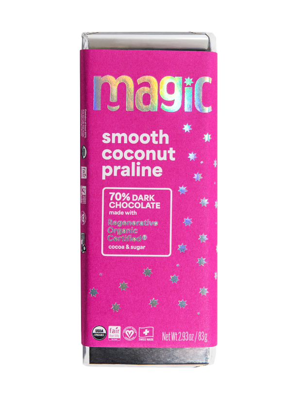 Smooth Coconut Praline 70% Dark Chocolate Bar