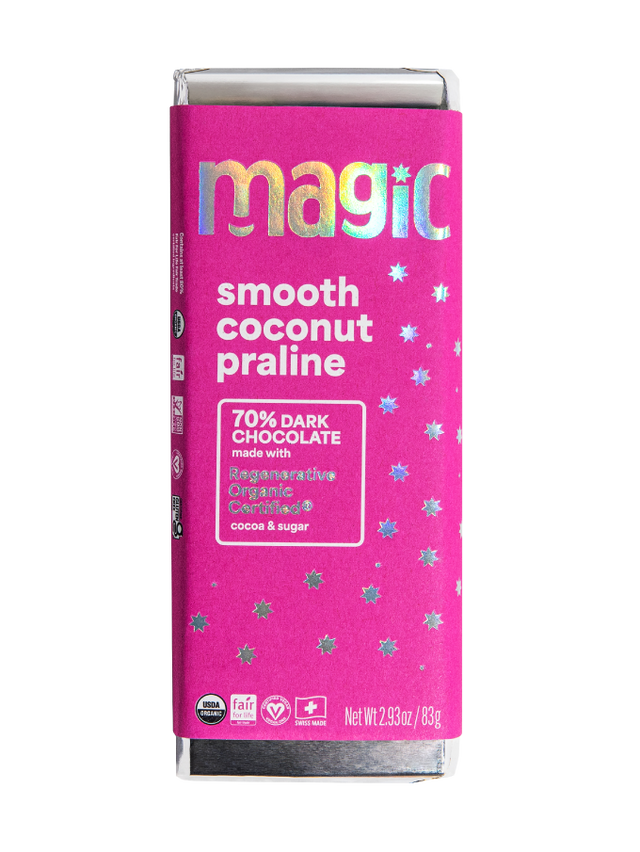 Smooth Coconut Praline 70% Dark Chocolate Bar